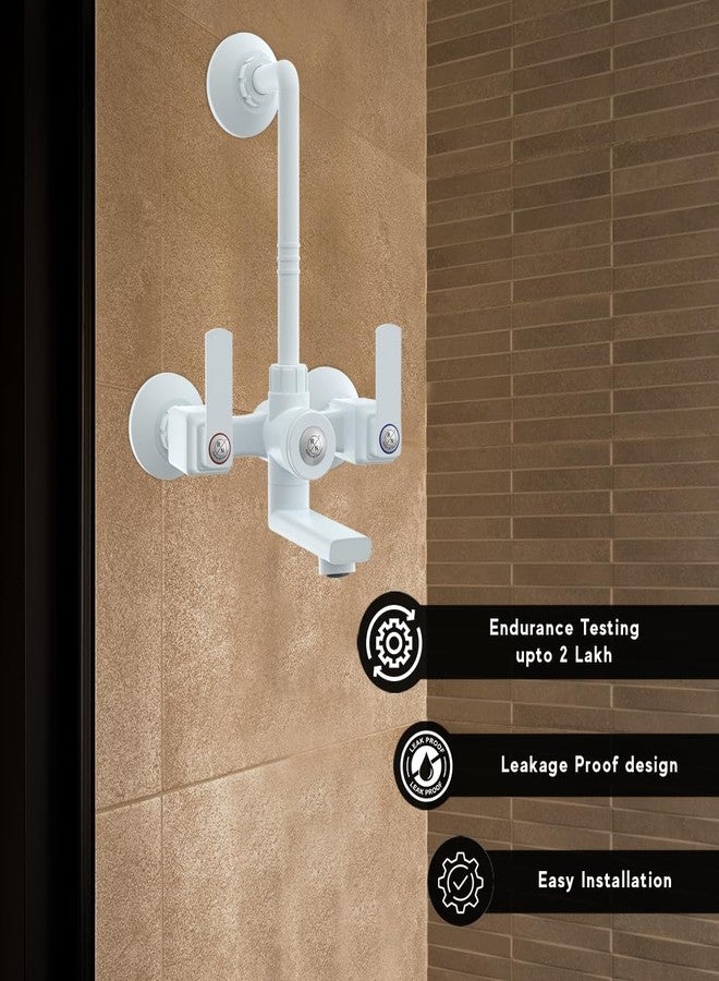 R. N. RN PTMT Superior Plastic Faucet 3 in 1 L-Bend Wall Mixer Tap for Bathroom for Hot & Cold Water | Provision to Connect Overhead Shower (Marble)_RNABP18B19 | 20mm(3/4") Cartridge - Image 2